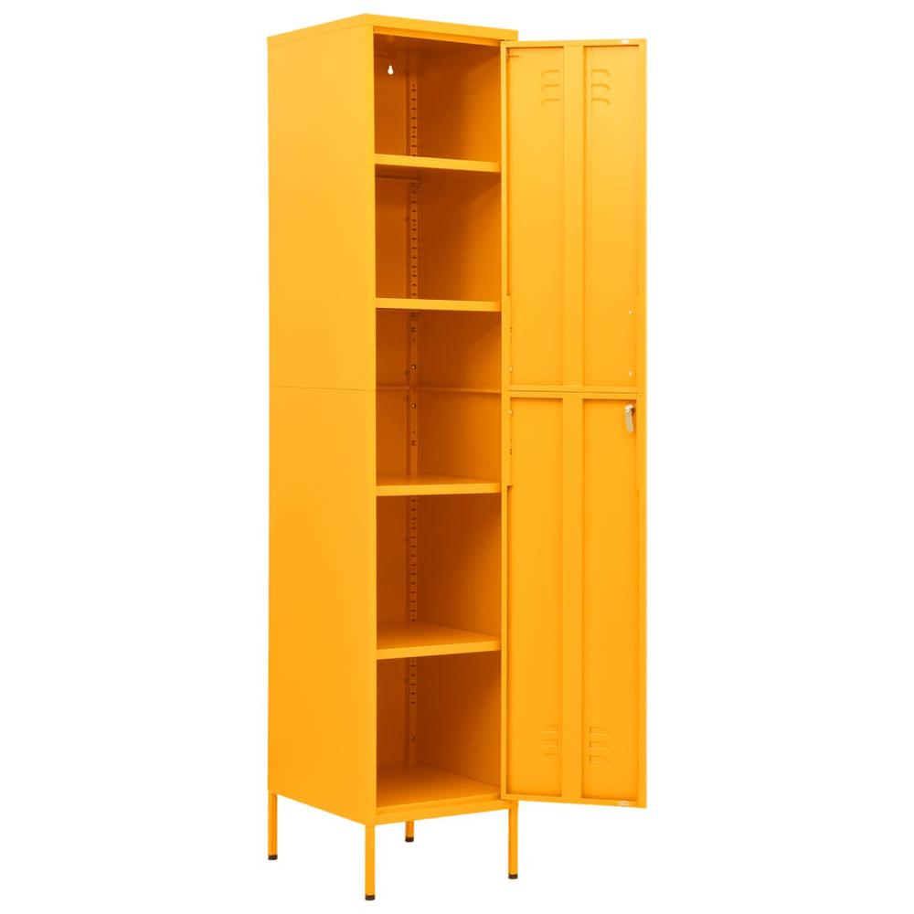 vidaXL Locker Cabinet Mustard Yellow 13.8"x18.1"x70.9" Steel. Picture 6