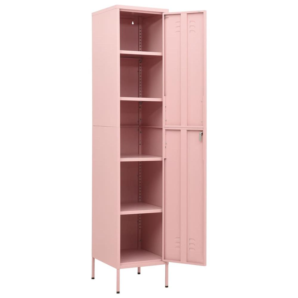 vidaXL Locker Cabinet Pink 13.8"x18.1"x70.9" Steel. Picture 6