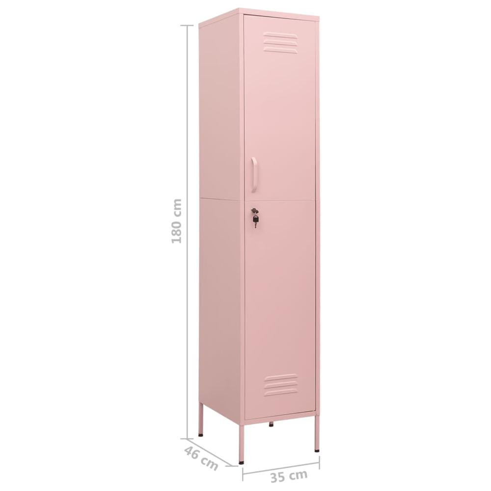 vidaXL Locker Cabinet Pink 13.8"x18.1"x70.9" Steel. Picture 9
