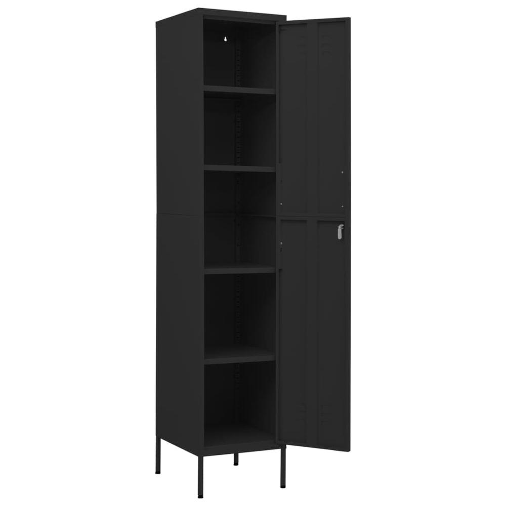 vidaXL Locker Cabinet Black 13.8"x18.1"x70.9" Steel. Picture 6
