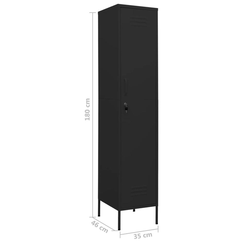 vidaXL Locker Cabinet Black 13.8"x18.1"x70.9" Steel. Picture 9