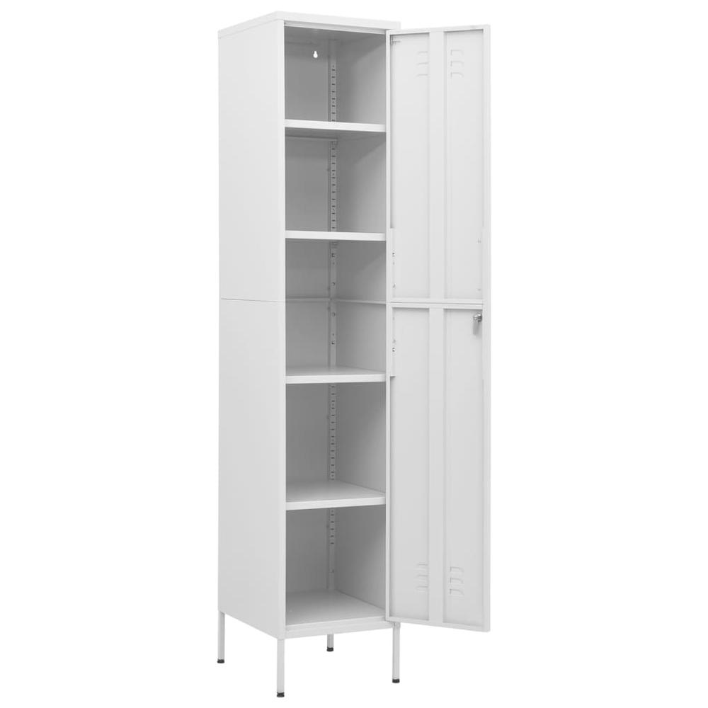 vidaXL Locker Cabinet White 13.8"x18.1"x70.9" Steel. Picture 6