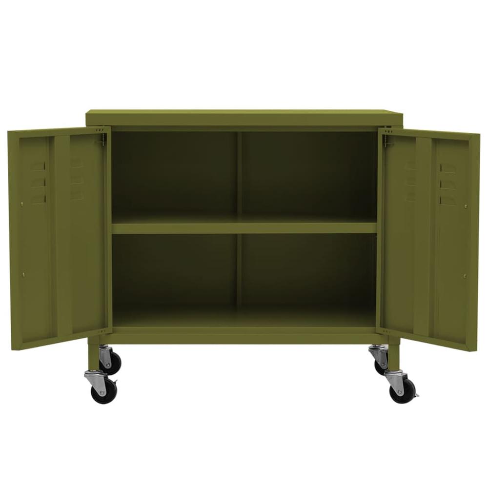 vidaXL Storage Cabinet Olive Green 23.6"x13.8"x22" Steel. Picture 6