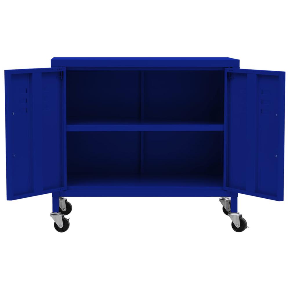 vidaXL Storage Cabinet Navy Blue 23.6"x13.8"x22" Steel. Picture 6