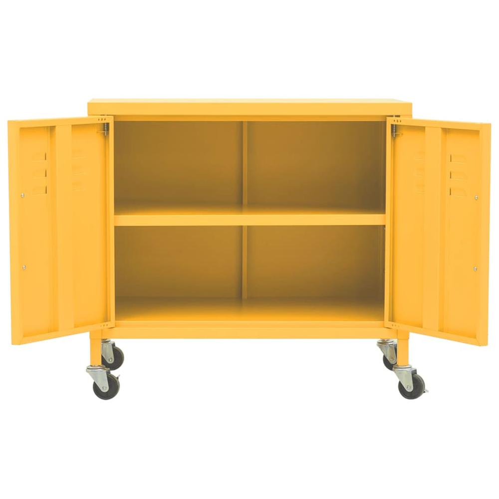 vidaXL Storage Cabinet Mustard Yellow 23.6"x13.8"x22" Steel. Picture 6