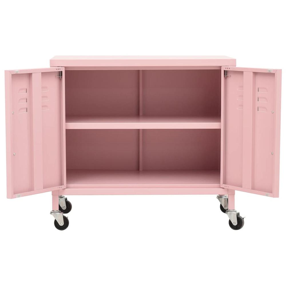 vidaXL Storage Cabinet Pink 23.6"x13.8"x22" Steel. Picture 6