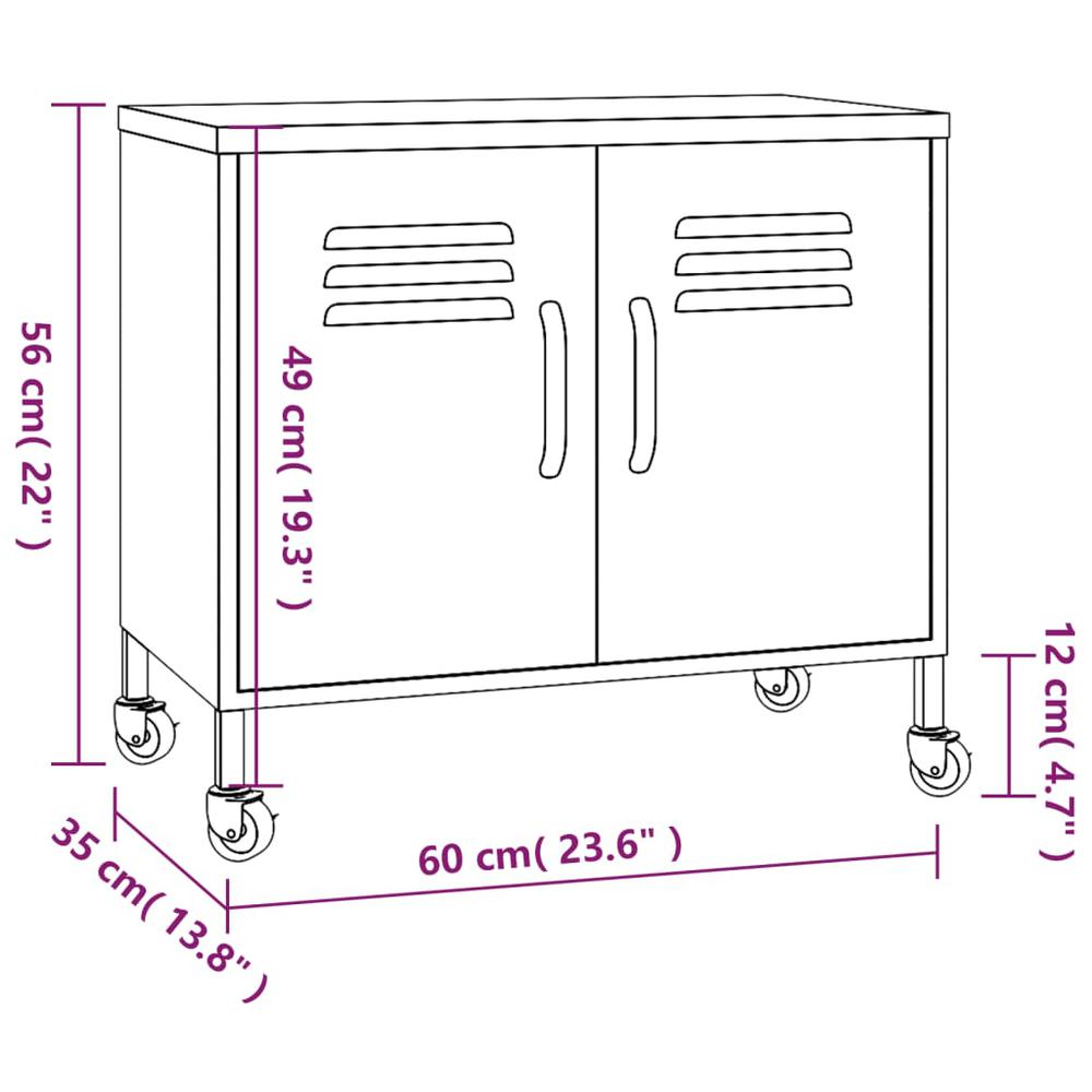 vidaXL Storage Cabinet Pink 23.6"x13.8"x22" Steel. Picture 9