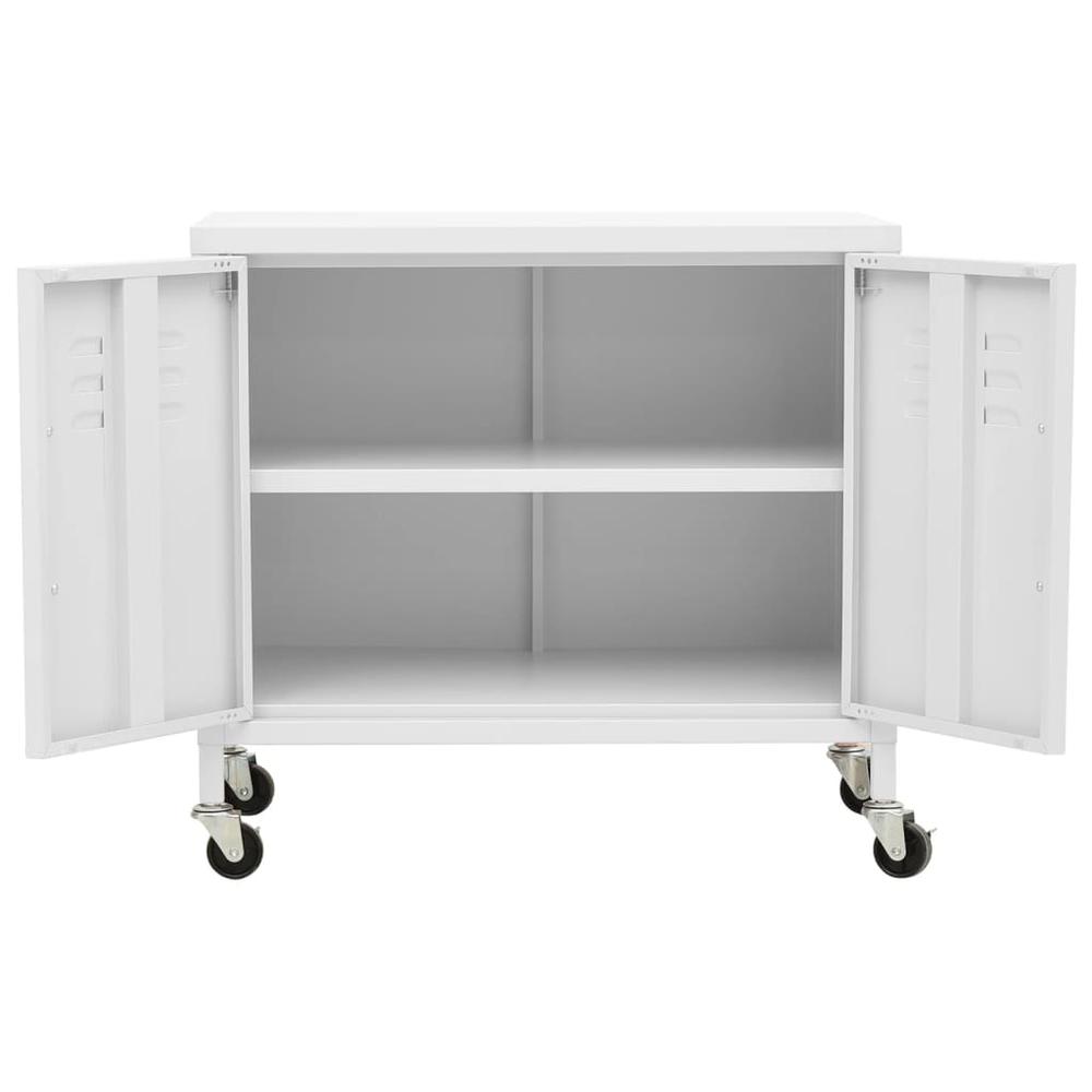 vidaXL Storage Cabinet White 23.6"x13.8"x22" Steel. Picture 6
