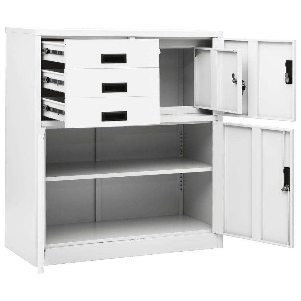 vidaXL Office Cabinet White 35.4"x15.7"x40.2" Steel, 336405. Picture 6