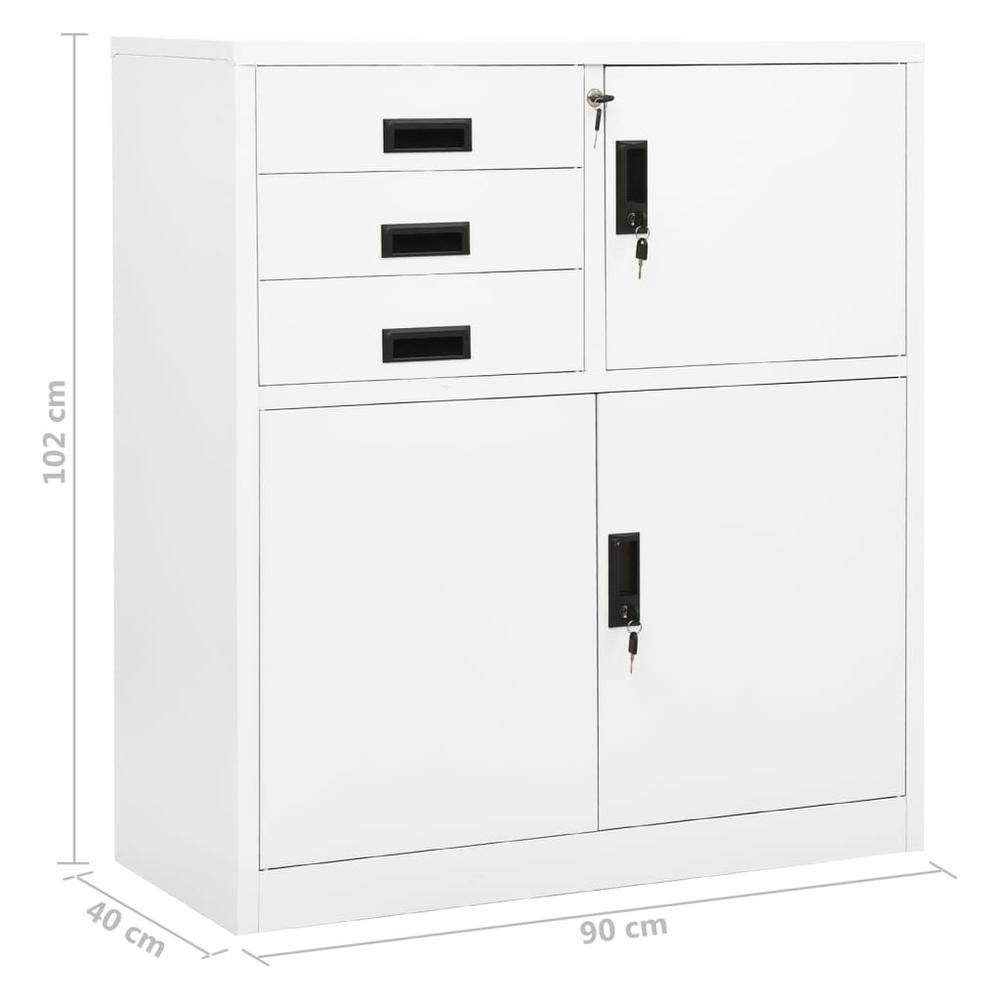 vidaXL Office Cabinet White 35.4"x15.7"x40.2" Steel, 336405. Picture 10