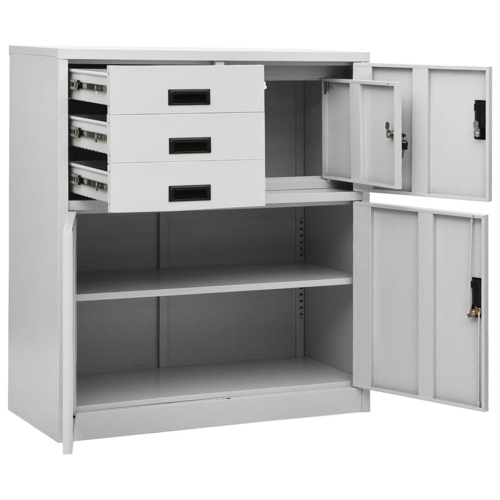 vidaXL Office Cabinet Light Gray 35.4"x15.7"x40.2" Steel, 336406. Picture 6