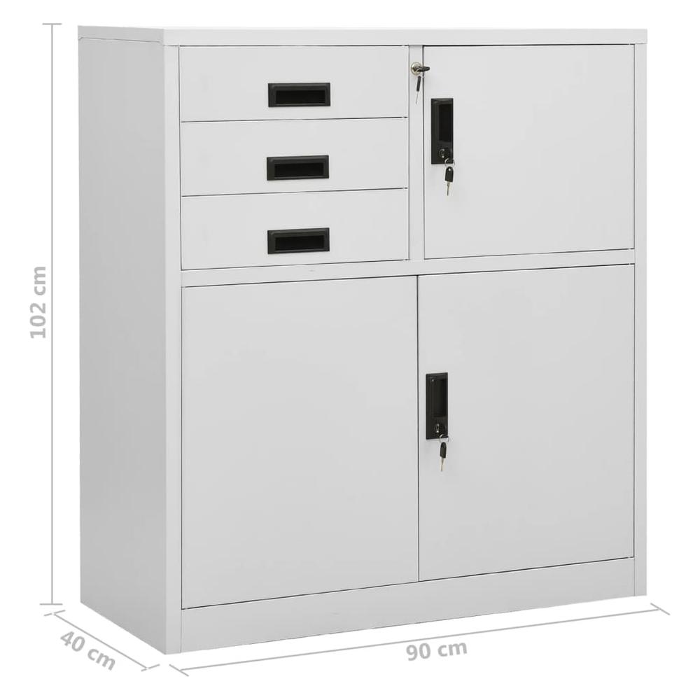 vidaXL Office Cabinet Light Gray 35.4"x15.7"x40.2" Steel, 336406. Picture 10