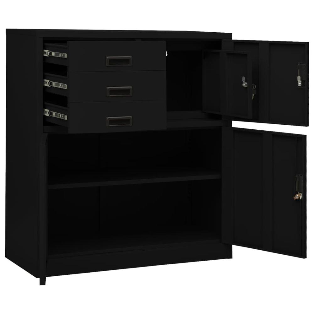 vidaXL Office Cabinet Black 35.4"x15.7"x40.2" Steel, 336407. Picture 6