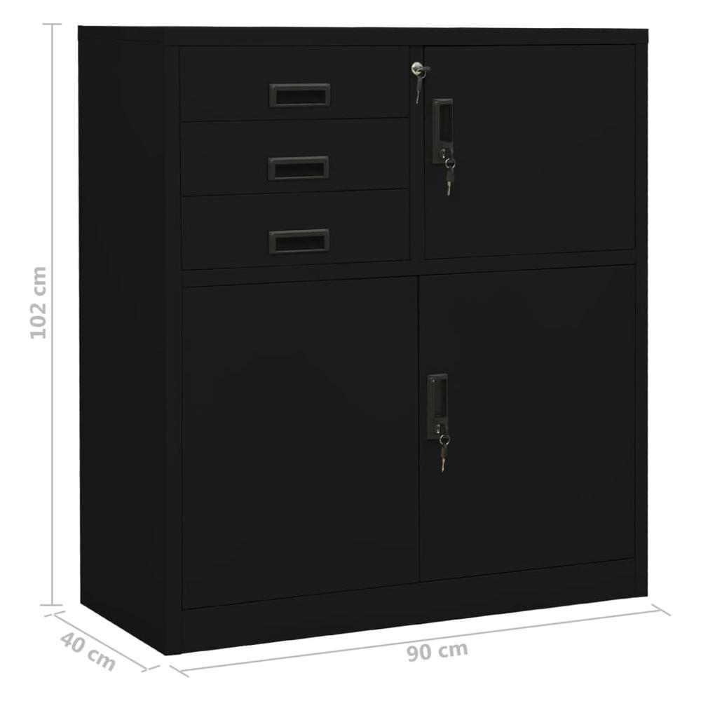 vidaXL Office Cabinet Black 35.4"x15.7"x40.2" Steel, 336407. Picture 10
