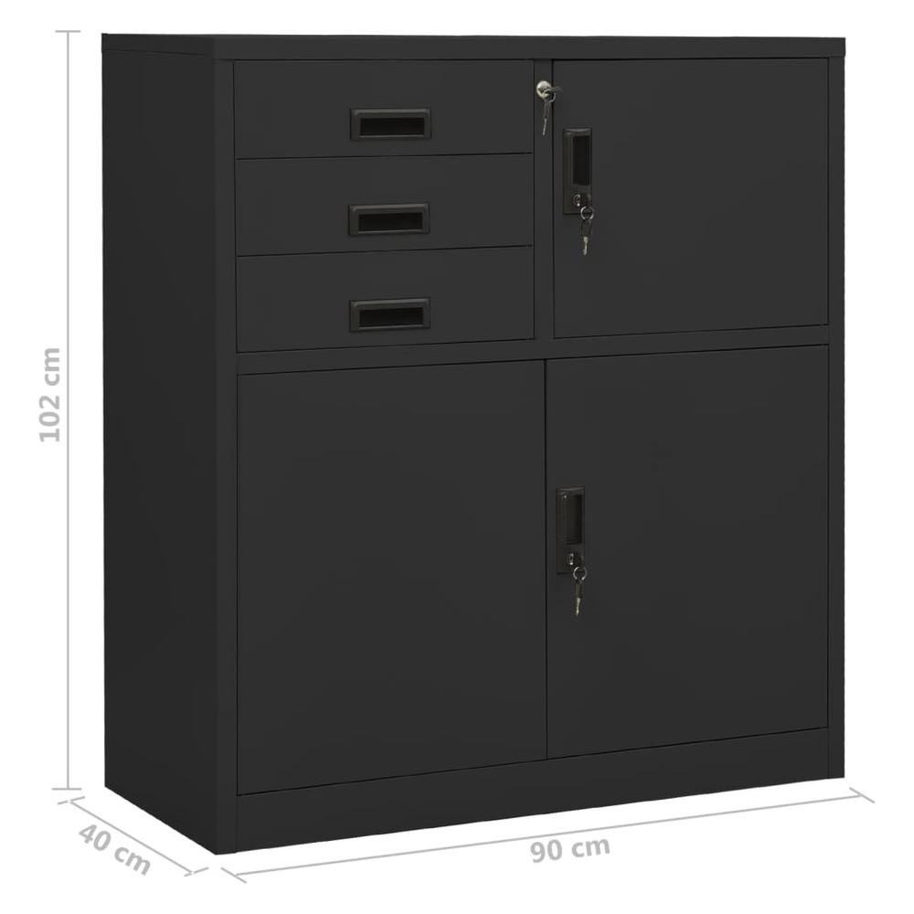 vidaXL Office Cabinet Anthracite 35.4"x15.7"x40.2" Steel, 336408. Picture 10