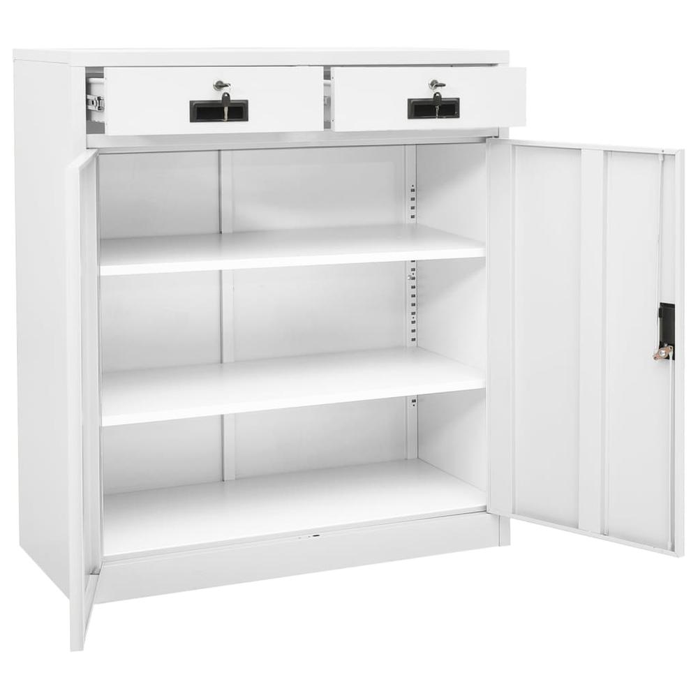 vidaXL Office Cabinet White 35.4"x15.7"x40.2" Steel, 336409. Picture 6
