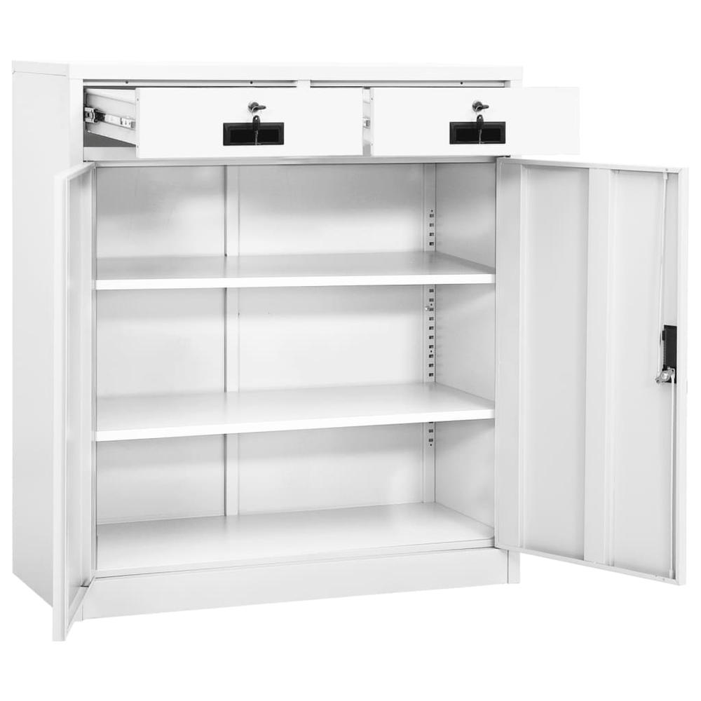 vidaXL Office Cabinet White 35.4"x15.7"x40.2" Steel, 336409. Picture 7