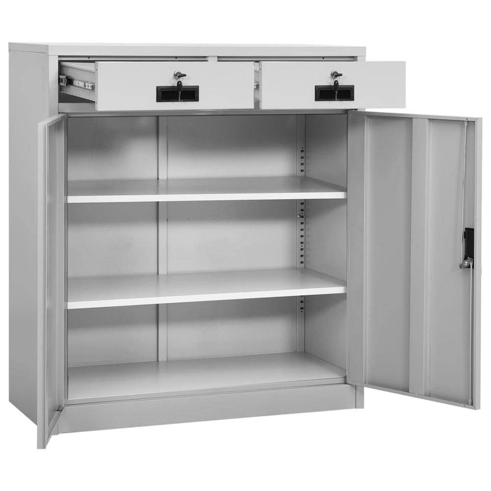 vidaXL Office Cabinet Light Gray 35.4"x15.7"x40.2" Steel, 336410. Picture 7