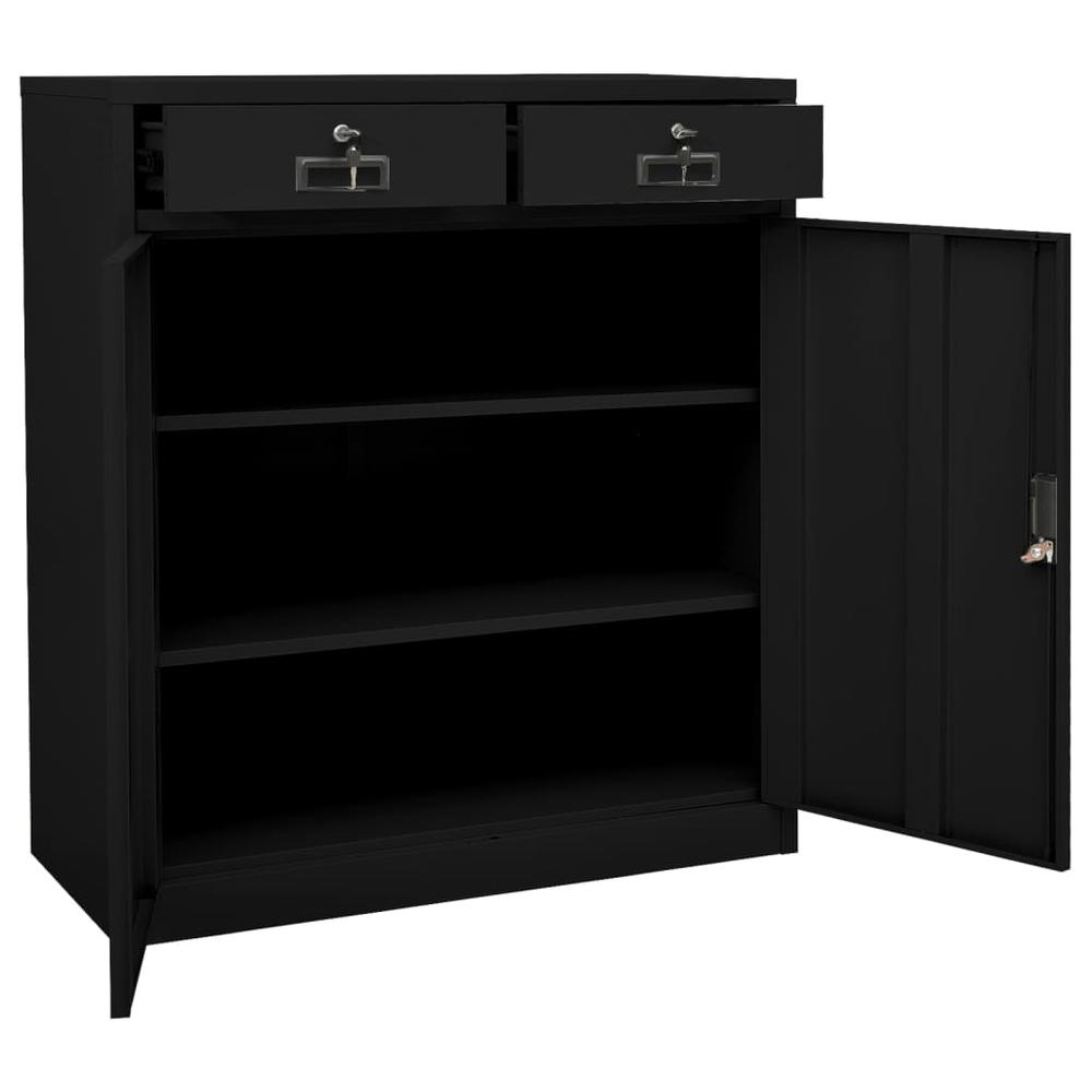 vidaXL Office Cabinet Black 35.4"x15.7"x40.2" Steel, 336411. Picture 5