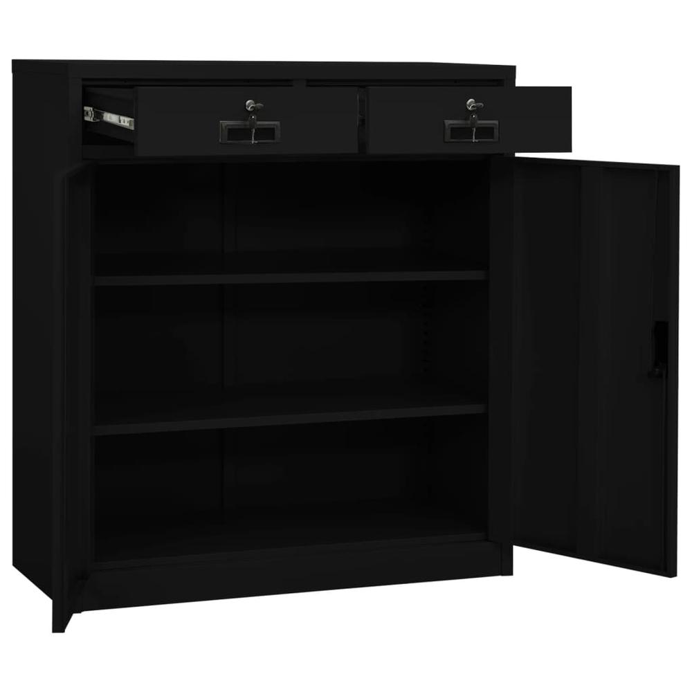 vidaXL Office Cabinet Black 35.4"x15.7"x40.2" Steel, 336411. Picture 6