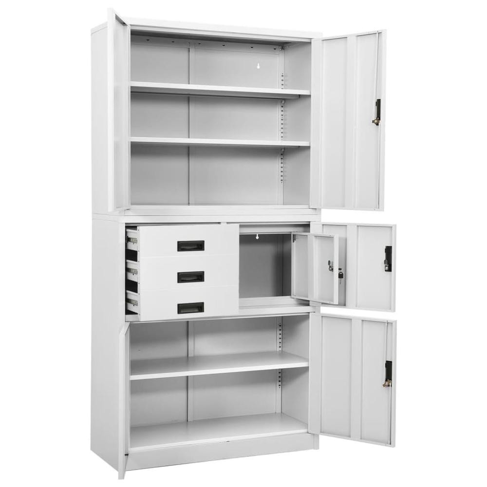 vidaXL Office Cabinet White 35.4"x15.7"x70.9" Steel, 336413. Picture 5