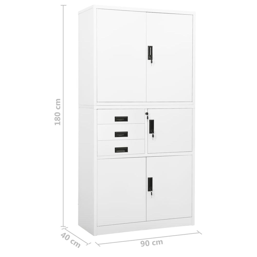 vidaXL Office Cabinet White 35.4"x15.7"x70.9" Steel, 336413. Picture 10