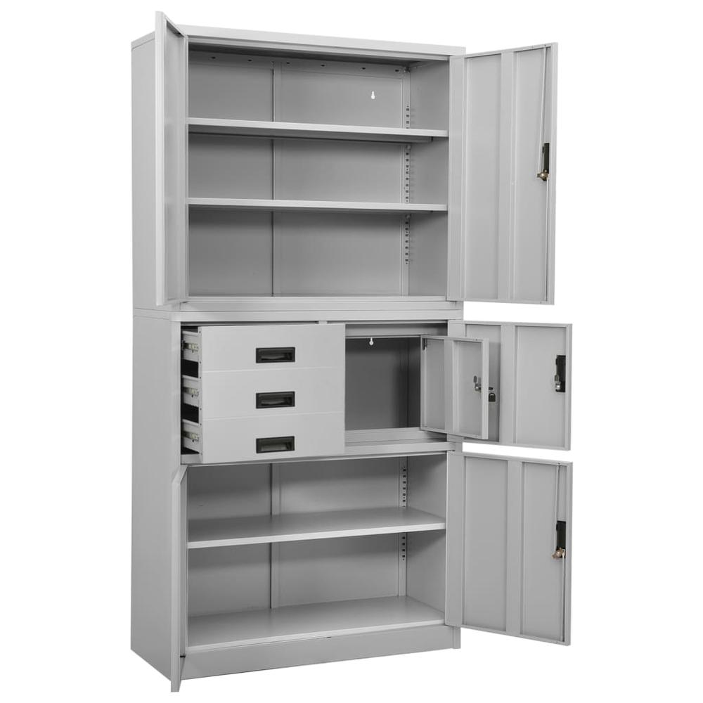 vidaXL Office Cabinet Light Gray 35.4"x15.7"x70.9" Steel, 336414. Picture 5