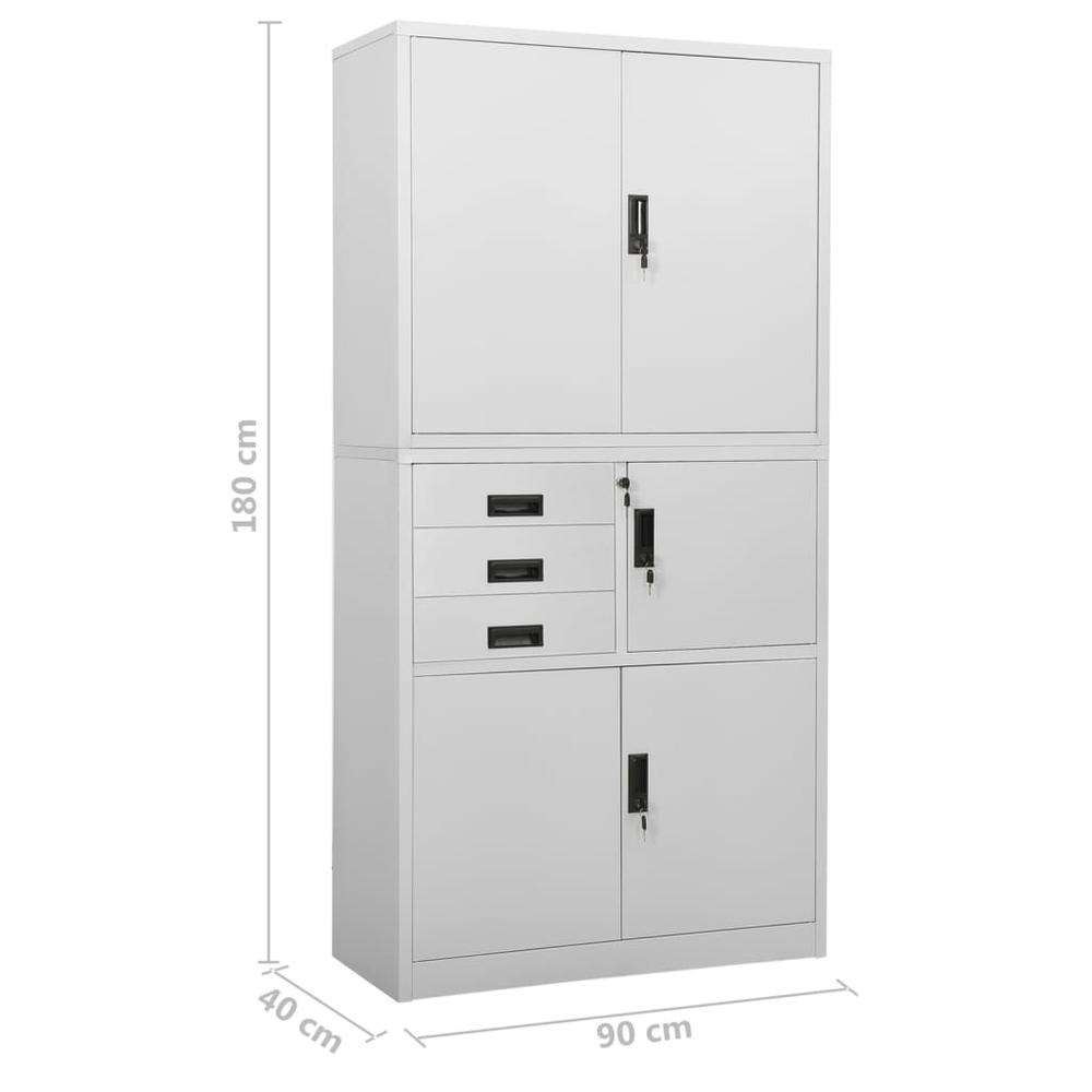 vidaXL Office Cabinet Light Gray 35.4"x15.7"x70.9" Steel, 336414. Picture 10