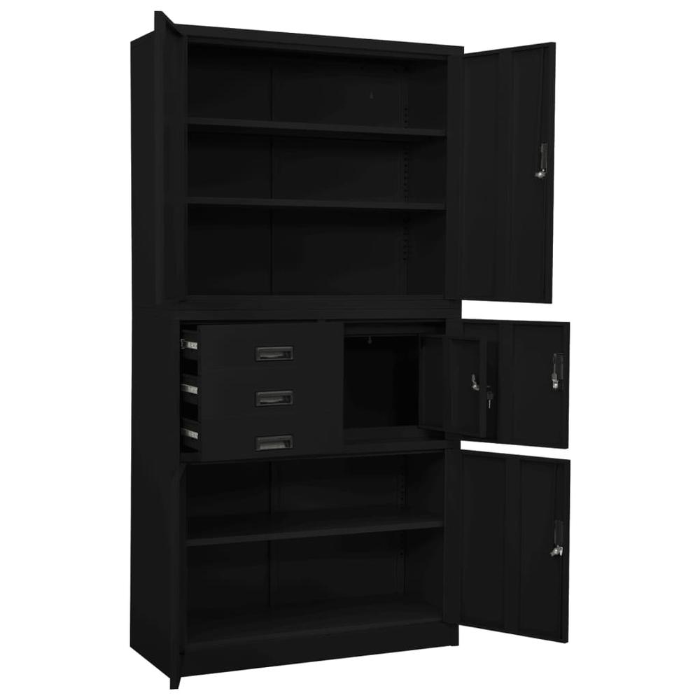 vidaXL Office Cabinet Black 35.4"x15.7"x70.9" Steel, 336415. Picture 5