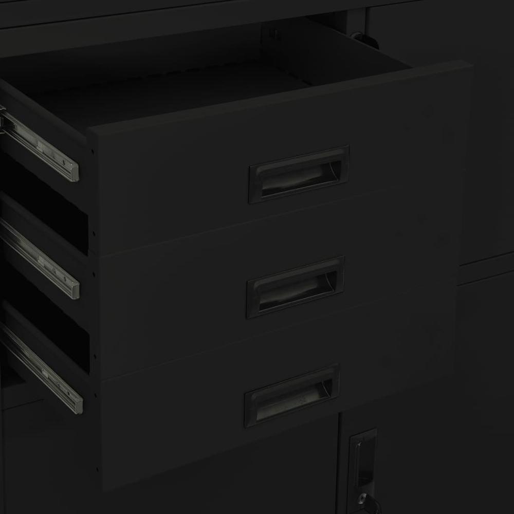 vidaXL Office Cabinet Black 35.4"x15.7"x70.9" Steel, 336415. Picture 9