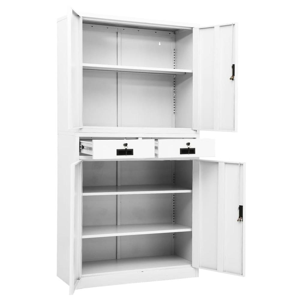 vidaXL Office Cabinet White 35.4"x15.7"x70.9" Steel, 336417. Picture 6