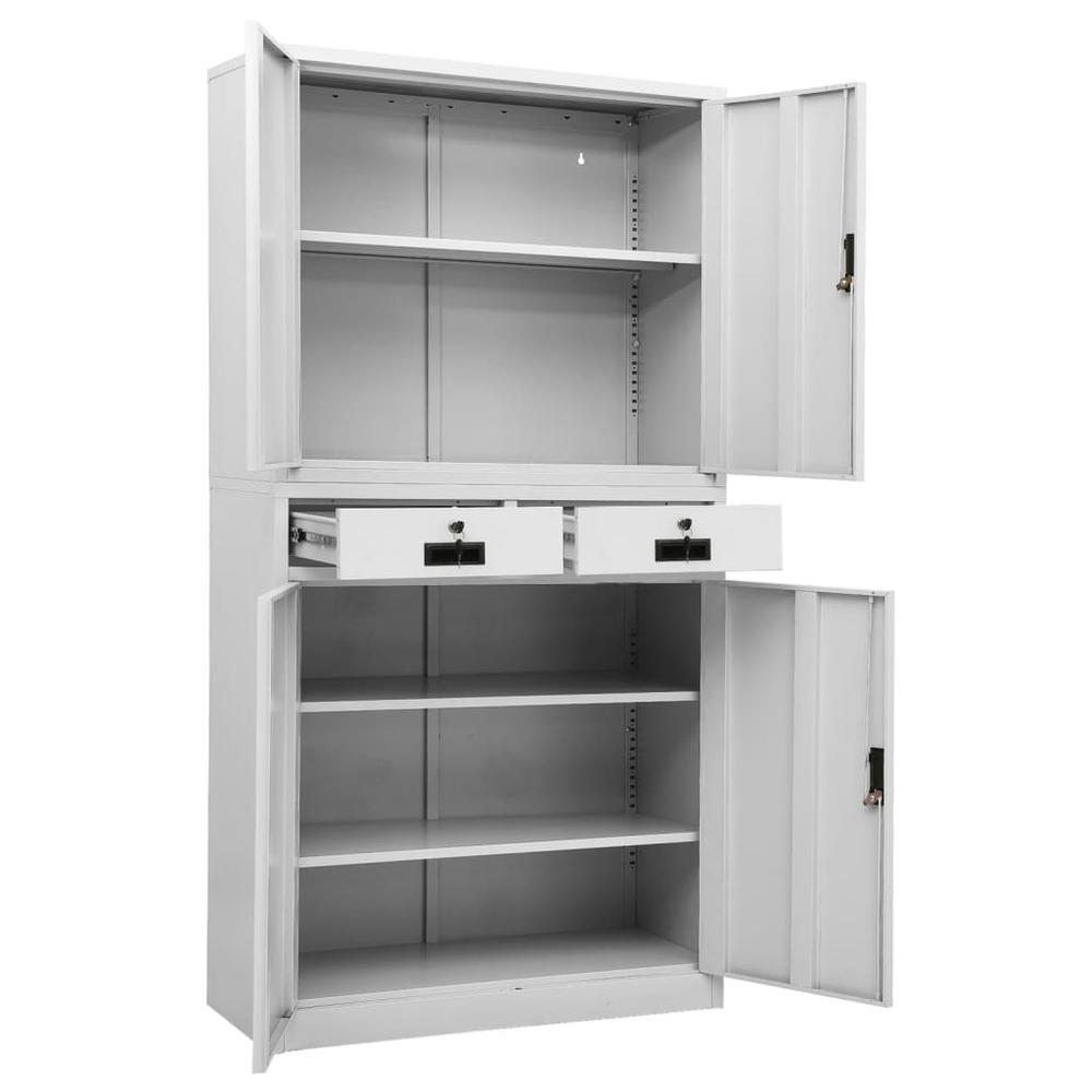 vidaXL Office Cabinet Light Gray 35.4"x15.7"x70.9" Steel, 336418. Picture 6