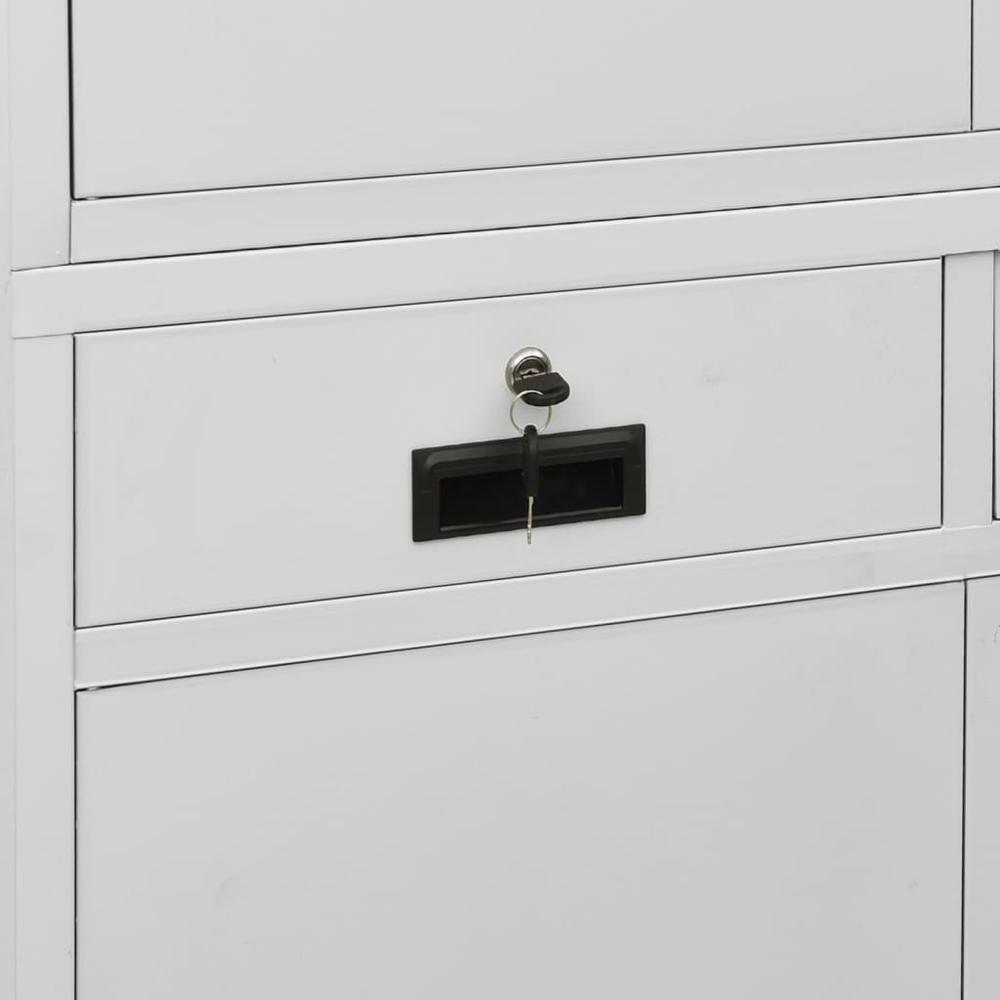 vidaXL Office Cabinet Light Gray 35.4"x15.7"x70.9" Steel, 336418. Picture 7