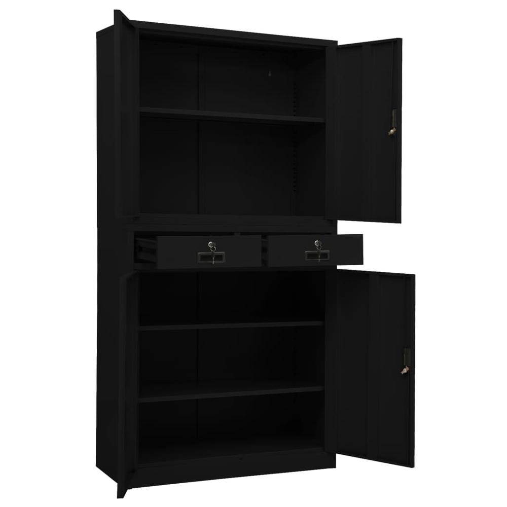 vidaXL Office Cabinet Black 35.4"x15.7"x70.9" Steel, 336419. Picture 6