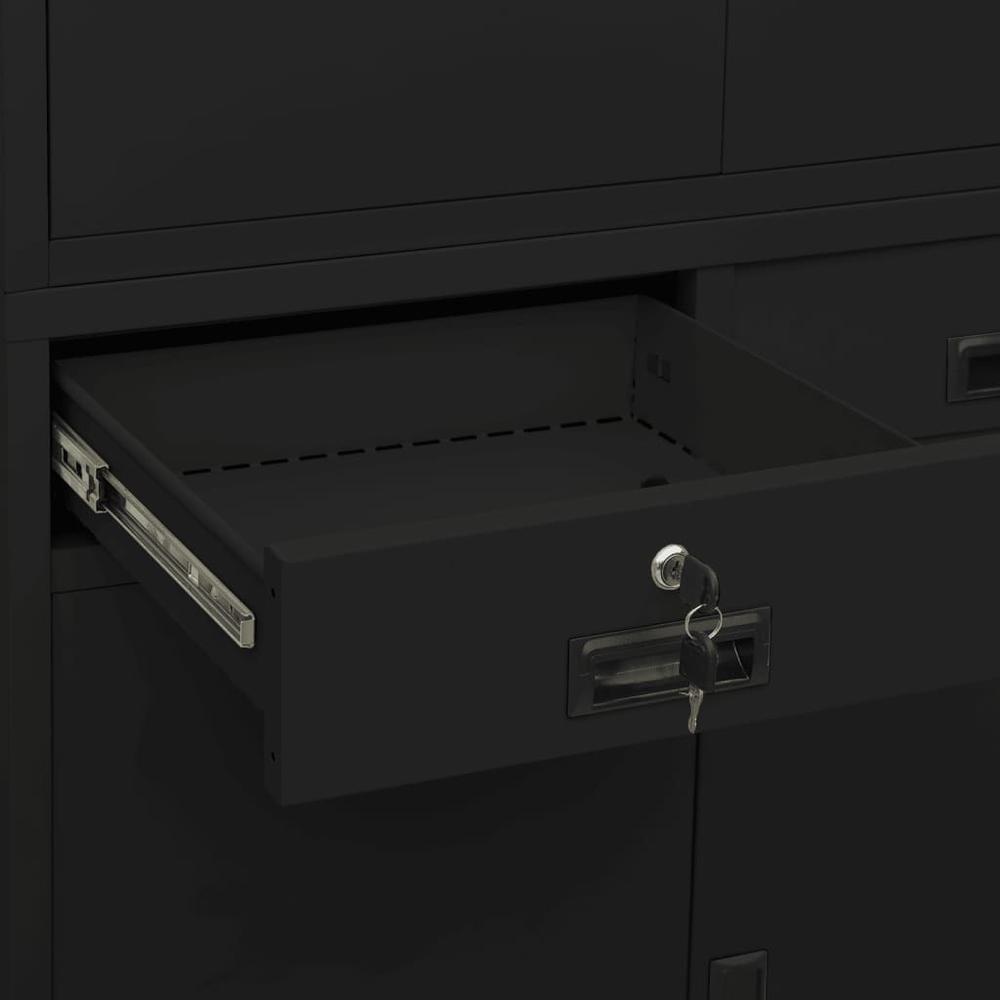 vidaXL Office Cabinet Black 35.4"x15.7"x70.9" Steel, 336419. Picture 8