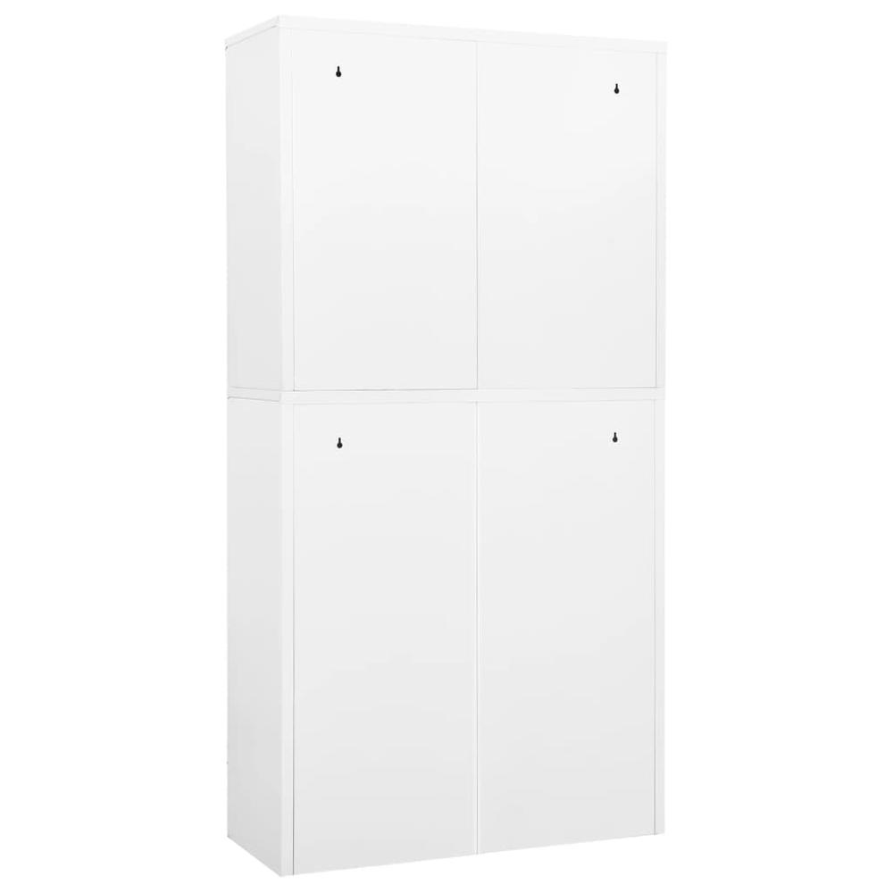 vidaXL Office Cabinet White 35.4"x15.7"x70.9" Steel and Tempered Glass, 336421. Picture 5