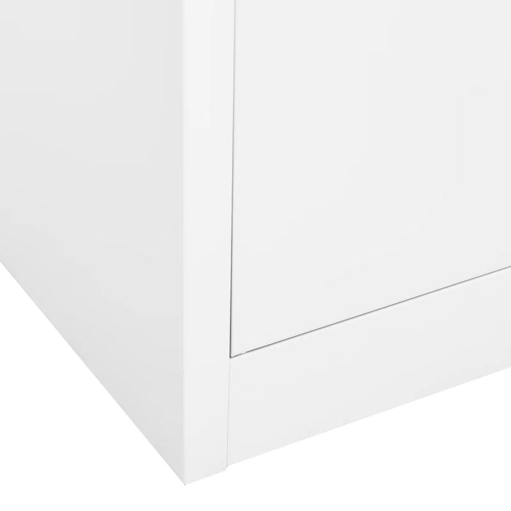 vidaXL Office Cabinet White 35.4"x15.7"x70.9" Steel and Tempered Glass, 336421. Picture 7
