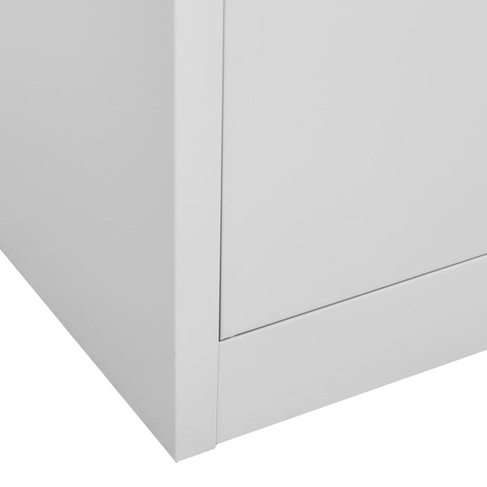 vidaXL Office Cabinet Light Gray 35.4"x15.7"x70.9" Steel and Tempered Glass, 336422. Picture 7
