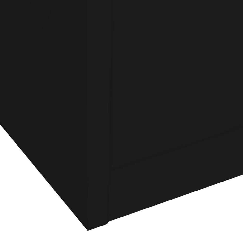 vidaXL Office Cabinet Black 35.4"x15.7"x70.9" Steel and Tempered Glass, 336423. Picture 7
