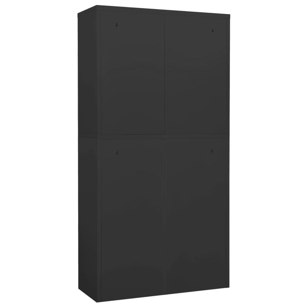 vidaXL Office Cabinet Anthracite 35.4"x15.7"x70.9" Steel and Tempered Glass, 336424. Picture 5