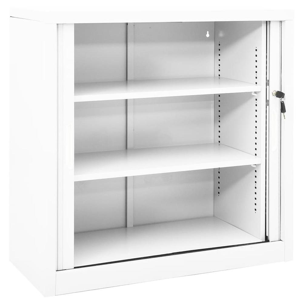 vidaXL Sliding Door Cabinet White 35.4"x15.7"x35.4" Steel, 336429. Picture 6
