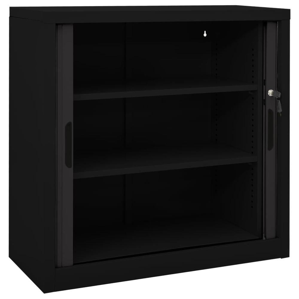vidaXL Sliding Door Cabinet Black 35.4"x15.7"x35.4" Steel, 336431. Picture 6