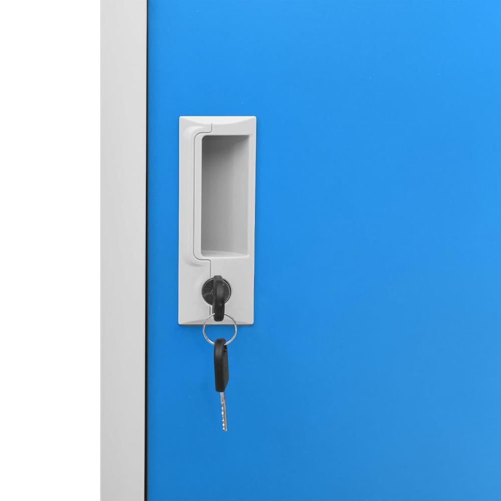 vidaXL Locker Cabinet Light Gray and Blue 35.4"x17.7"x36.4" Steel, 336433. Picture 6