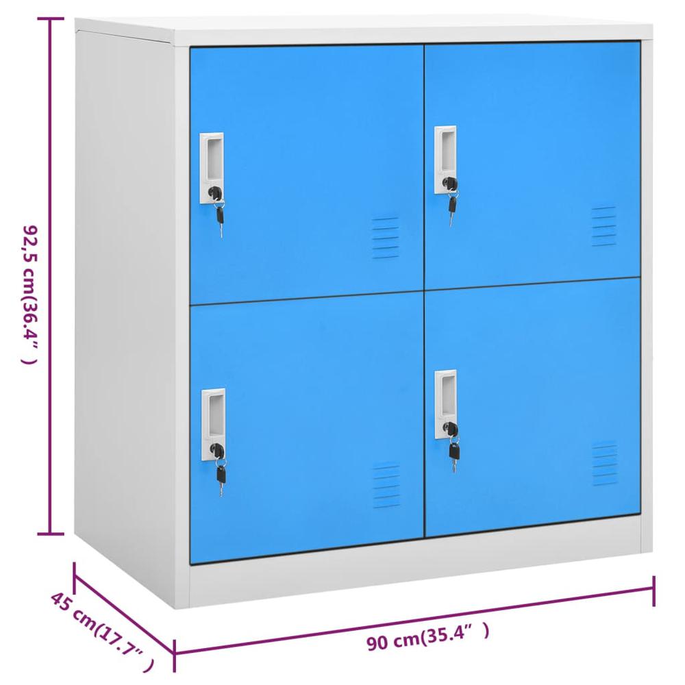 vidaXL Locker Cabinet Light Gray and Blue 35.4"x17.7"x36.4" Steel, 336433. Picture 7