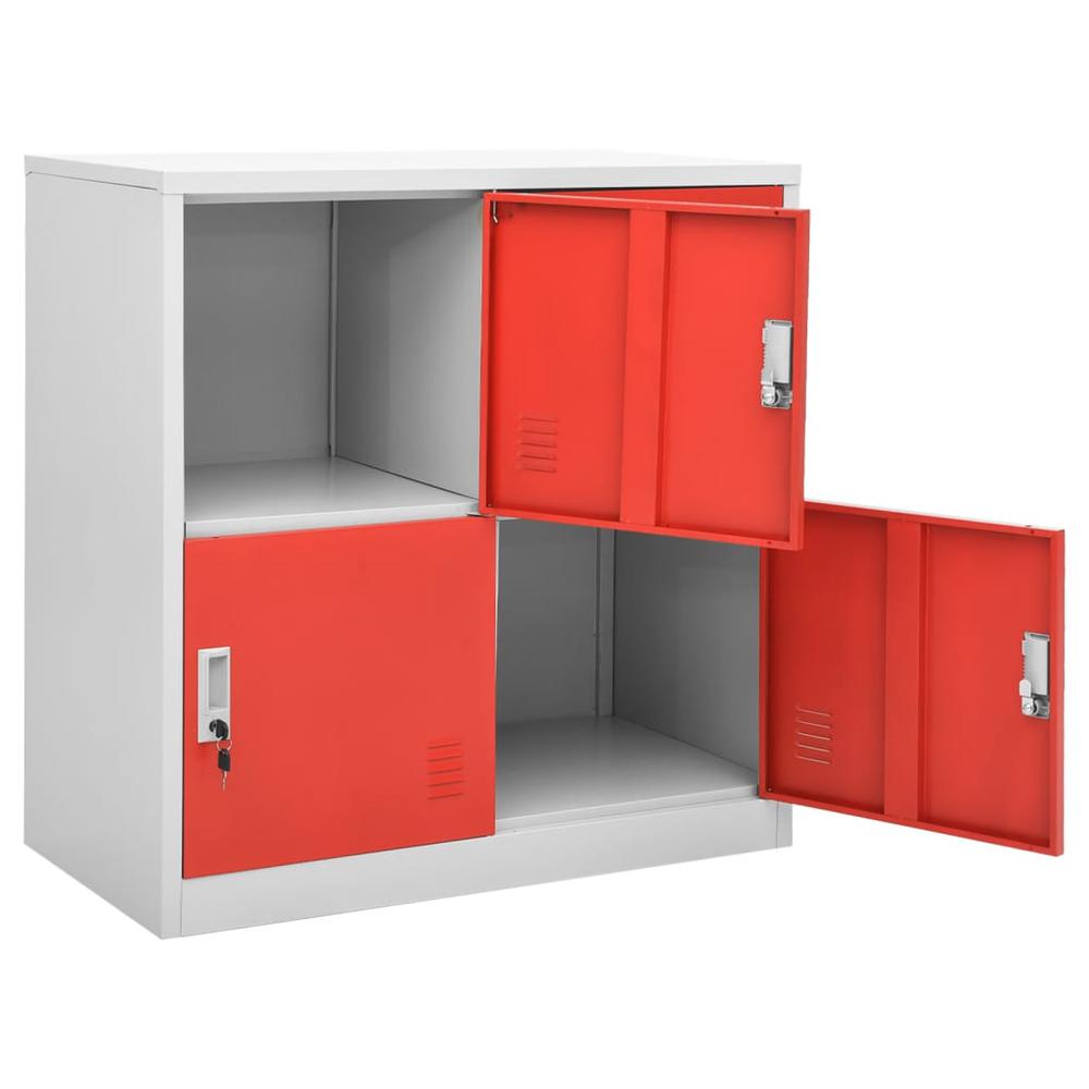 vidaXL Locker Cabinet Light Gray and Red 35.4"x17.7"x36.4" Steel, 336434. Picture 5