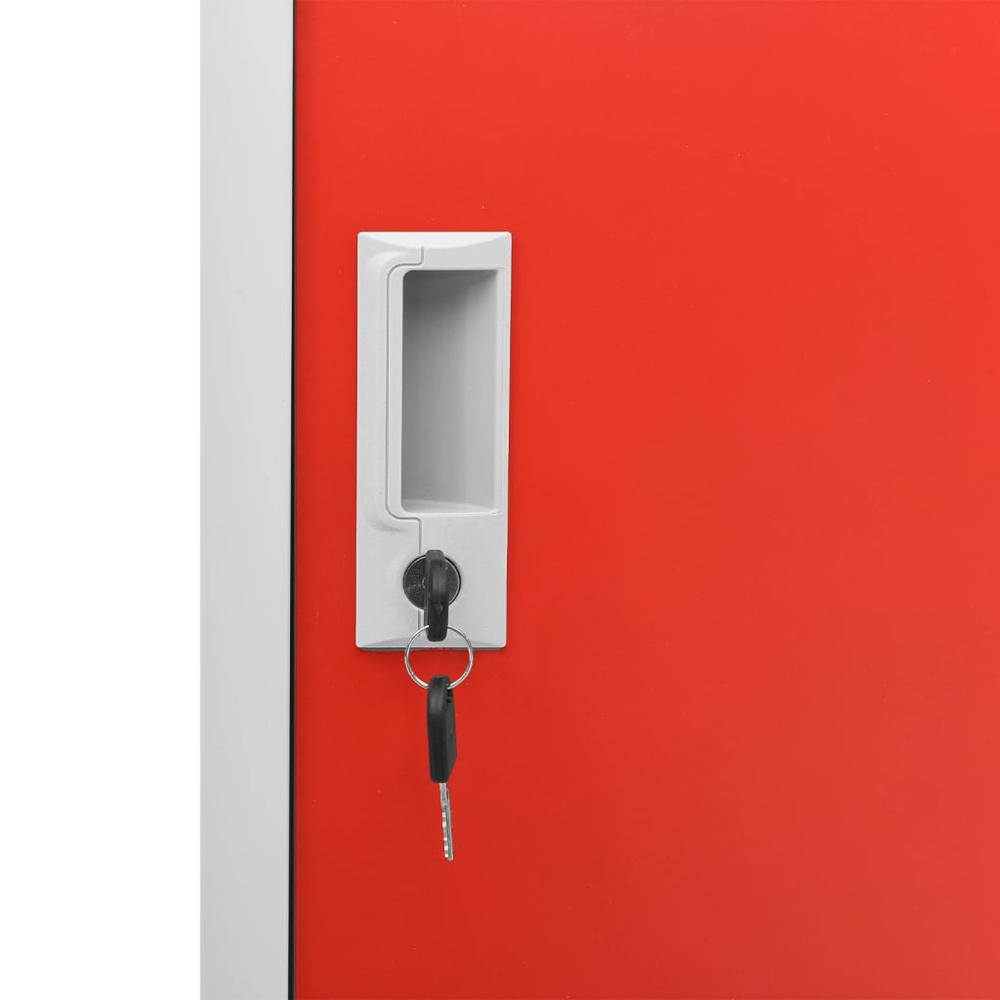 vidaXL Locker Cabinet Light Gray and Red 35.4"x17.7"x36.4" Steel, 336434. Picture 6