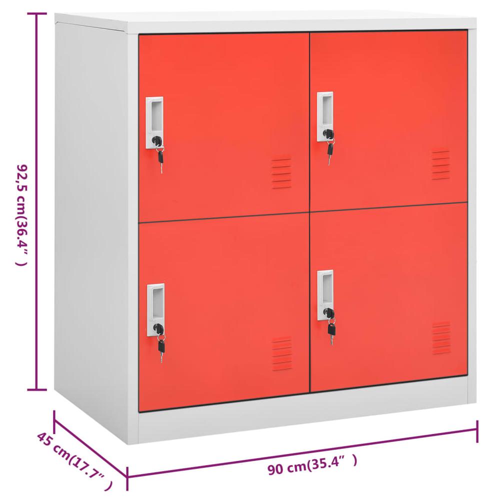 vidaXL Locker Cabinet Light Gray and Red 35.4"x17.7"x36.4" Steel, 336434. Picture 7