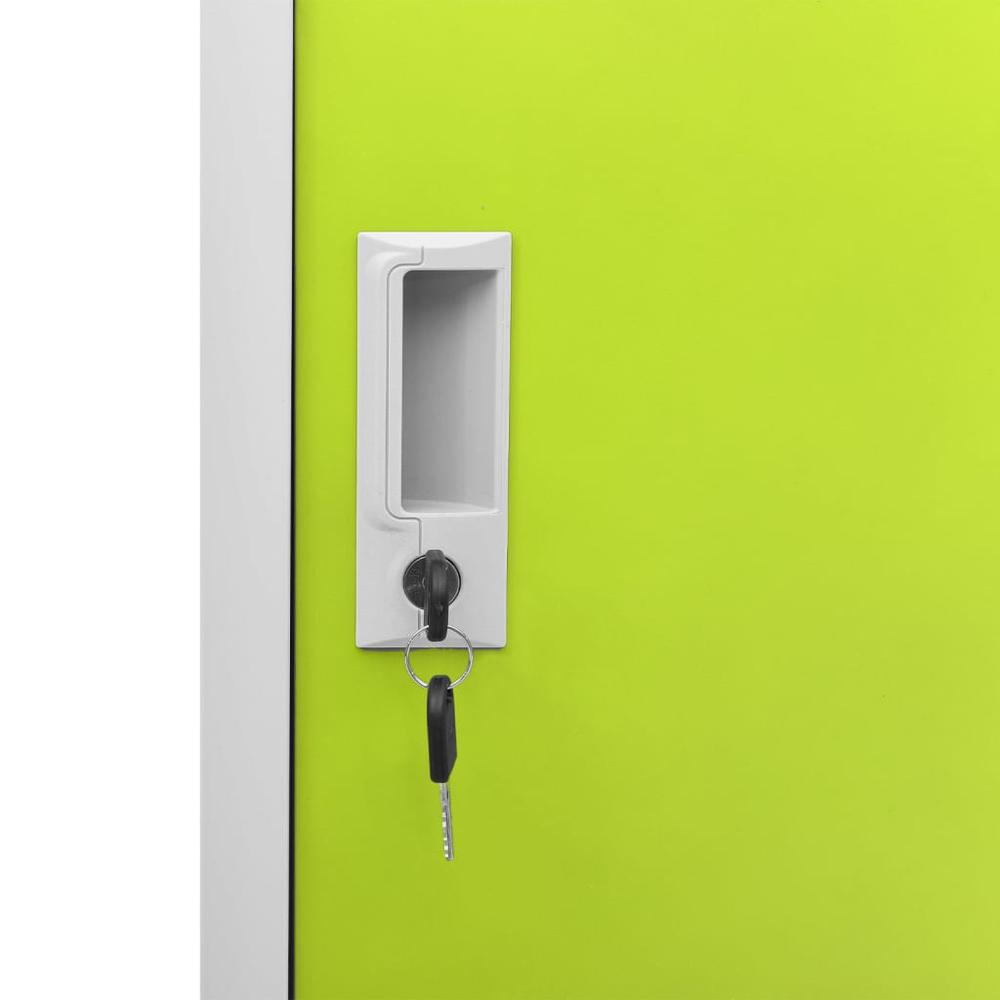 vidaXL Locker Cabinet Light Gray and Green 35.4"x17.7"x36.4" Steel, 336435. Picture 6