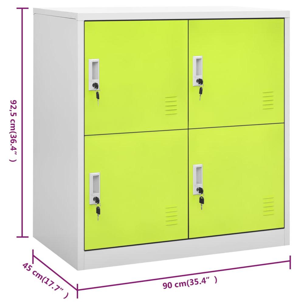 vidaXL Locker Cabinet Light Gray and Green 35.4"x17.7"x36.4" Steel, 336435. Picture 7