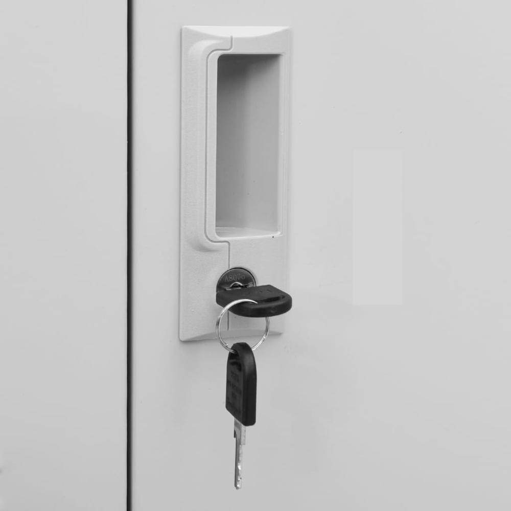 Locker Cabinet Light Gray 35.4"x17.7"x36.4" Steel. Picture 5